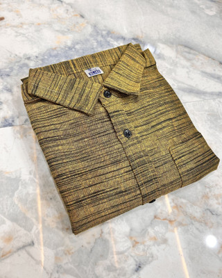 R N Enterprises Men Solid Casual Yellow Shirt