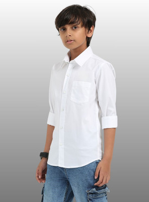ROCKET SCIENCE Boys Solid Casual White Shirt