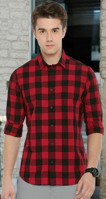 SHAH TEXTILES Men Checkered Casual Red, Black Shirt