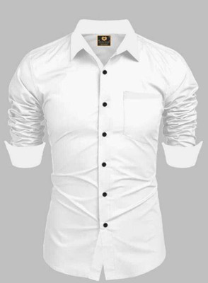 Vuon fab Men Solid Formal White Shirt