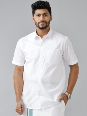 Ramraj Cotton Men Solid Casual White Shirt