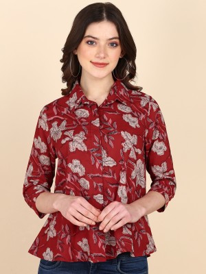 maaesa Women Printed Casual Multicolor Shirt