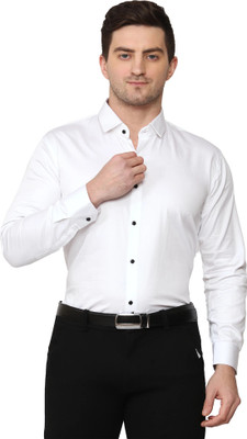 ISUEL Febb Men Solid Casual White Shirt