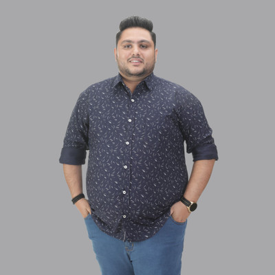 King's Closset Men Graphic Print Casual Dark Blue, White Shirt