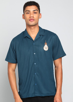 INDICLUB Men Self Design Casual Blue Shirt