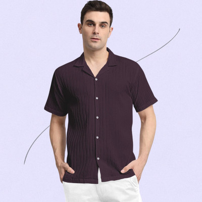A Surhi Men Self Design Casual Purple Shirt