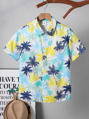 Elegance enterprise Boys Printed Casual Blue Shirt