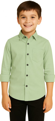 jabak creation Boys Solid Party Light Green Shirt