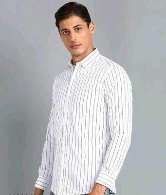 Frank Man Men Striped Casual White Shirt