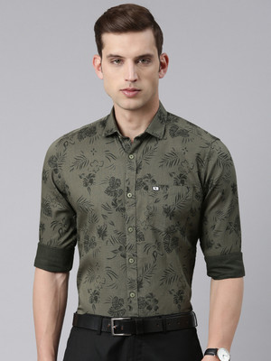 BONZEE Men Printed Formal Green, Black Shirt