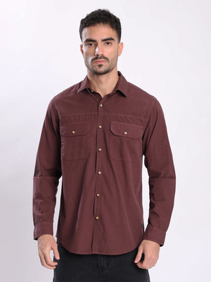 Bene Kleed Men Solid Casual Maroon Shirt