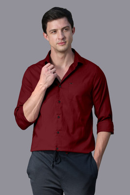 Growwax Men Solid Formal Maroon Shirt