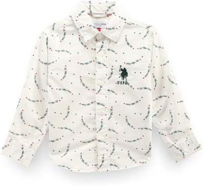 U.S. POLO ASSN. Boys Printed Casual Dark Green, White Shirt