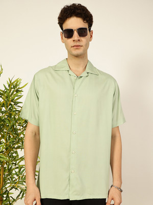 THOMAS SCOTT Men Solid Casual Light Green Shirt