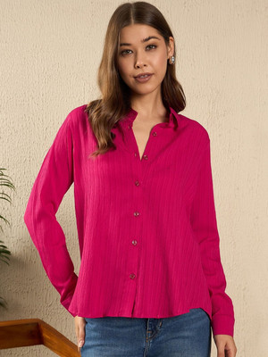METRONAUT Women Self Design Casual Pink Shirt