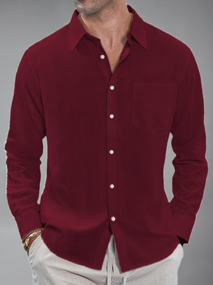Univibe Men Self Design Casual Maroon Shirt
