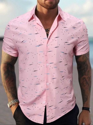 Urbany Men Striped Casual Pink Shirt