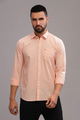 BS BLUE SQUAD Men Solid Casual Orange Shirt