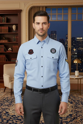 ESTHERCHARM Men Solid Formal Light Blue Shirt