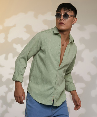 CAMPUS SUTRA Men Printed Casual Green Shirt