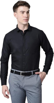 RAFSON Men Solid Formal Black Shirt