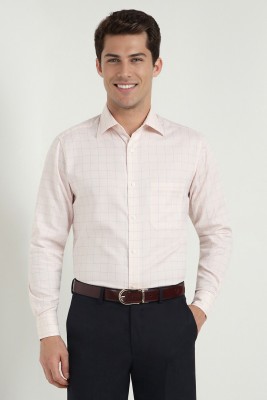 Allen Solly Men Checkered Formal Pink Shirt