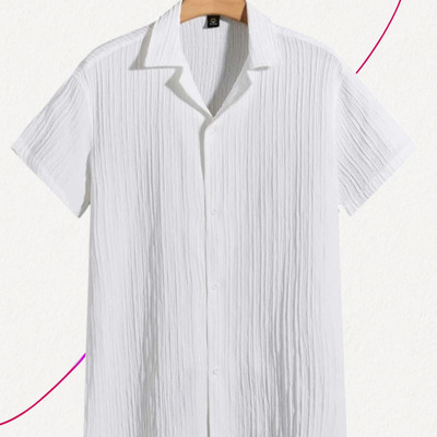 SHIRTWALA Men Self Design Casual White Shirt