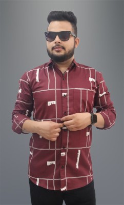 DOMINATE LIFESTYLE Men Checkered Casual Maroon Shirt