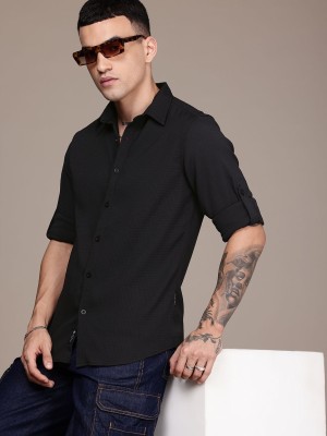 Roadster Men Self Design Casual Black Shirt