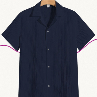 Dharamraj Fashion Men Self Design Casual Dark Blue Shirt