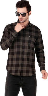 Masher Men Checkered Casual Beige Shirt