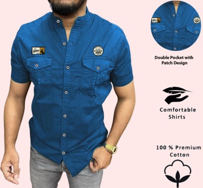 Valveera Men Solid Casual Blue Shirt