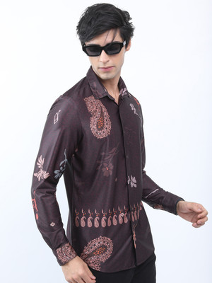 HIGHLANDER Men Printed Casual Maroon Shirt