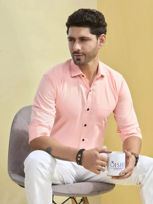 STONEBERG Men Solid Formal Pink Shirt