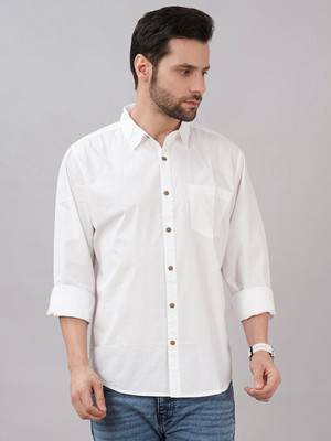 Sand Dunes Men Solid Casual White Shirt