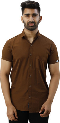 Pactimo Men Solid Casual Brown Shirt