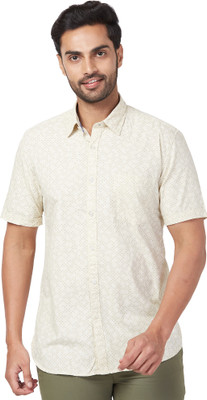 PARX Men Printed Casual Beige Shirt