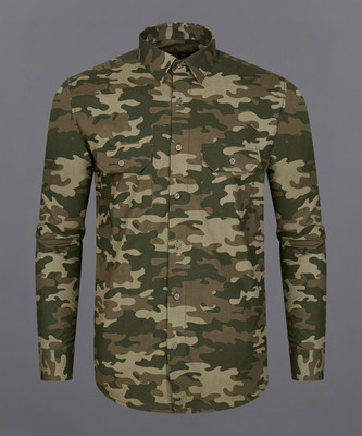french crown Men Printed Casual Brown Shirt