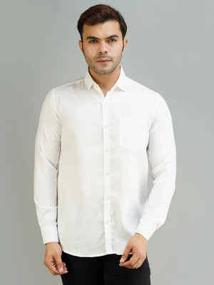 VC Fashion Men Self Design Casual White Shirt