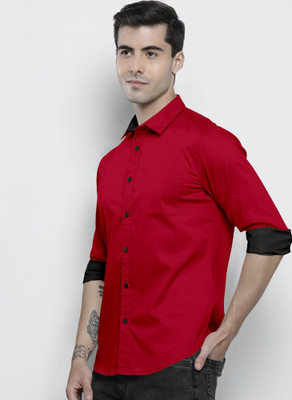 MBF66 Men Solid Casual Red Shirt