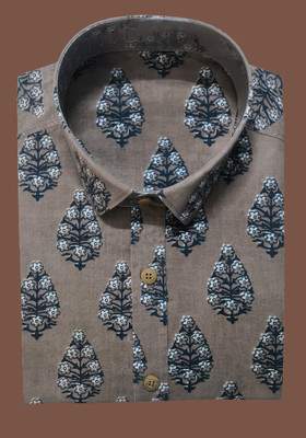 Common Men Men Floral Print Casual Brown Shirt