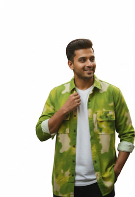 Zamma Men Printed Casual Green Shirt