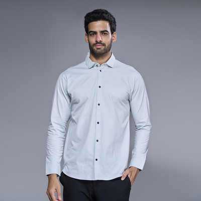 Maxzone Men Solid Casual Blue Shirt
