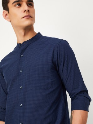 MAX Men Solid Casual Dark Blue Shirt