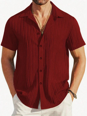 Hityyani Men Striped Formal White Shirt