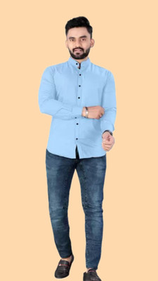 Stellalifestyle Men Solid Casual Blue Shirt