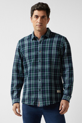 LOUIS PHILIPPE Men Checkered Casual Dark Blue Shirt
