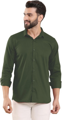 Filohevis Men Solid Casual Dark Green Shirt
