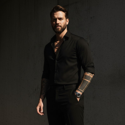 UPnGO Men Solid Casual Black Shirt