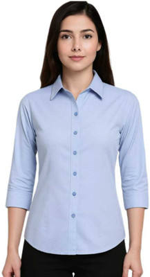 ZUNAIRA GARMENTS Women Solid Formal Blue Shirt